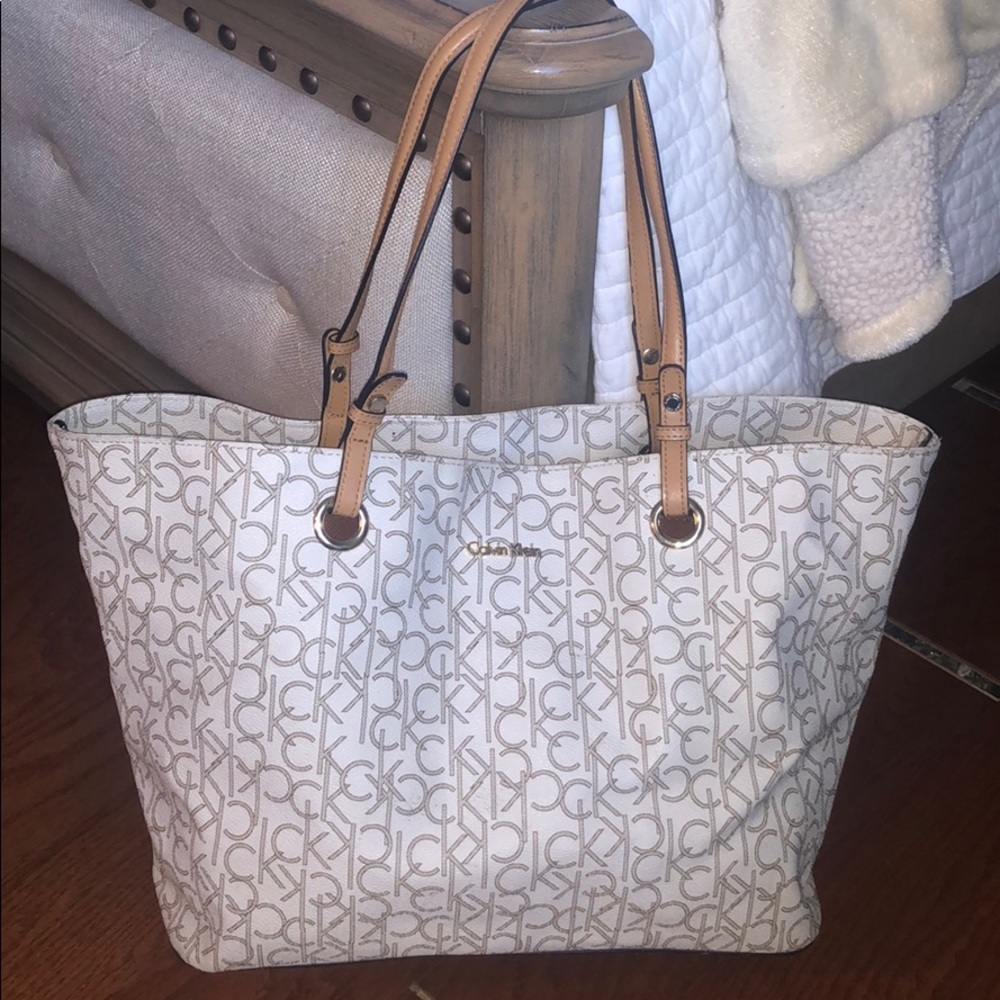 Ivory Logo Calvin Klein Tote